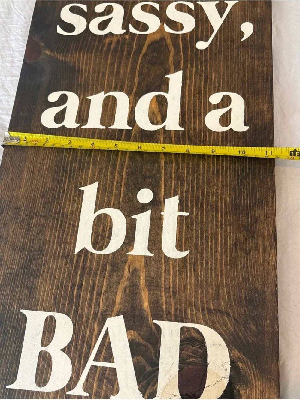 LARGE Stay Classy Sassy Wooden Wall Sign - White on Dark Brown